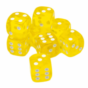Dado 18 Mm Transparente Amarillo