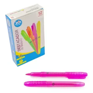 Destacador De Bolsillo Tipo Lápiz Rosado (12 unidades)