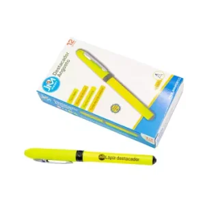 Destacador Amarillo Angosto Tipo Lápiz (12 unidades)