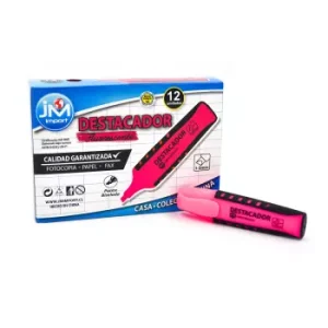 Destacador Con Grip Biselado Rosado (12 Unidades)