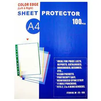 Fundas Transparentes Borde Amarillo A4 (100 unidades)