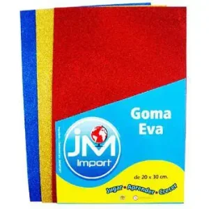 Goma Eva Oficio Glitter Brillo 3 Colores (10 set de 3 unidades)