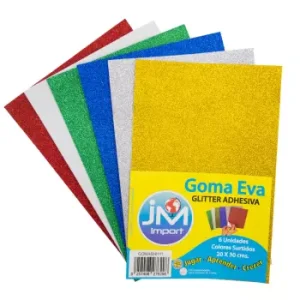 Goma Eva Autoadhesiva Glitter 20x30 Set 6 Un