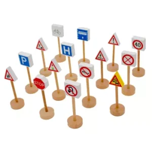 Set Signos de Tránsito Madera 15 Piezas
