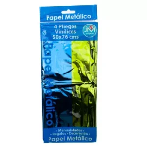 Papel Metálico Azul-verde 4 Pliegos Vinílicos