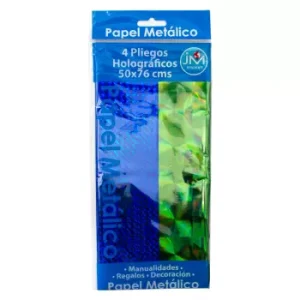 Papel Metálico Verde-azul 4 Pliegos Holográficos 5 (12 set)