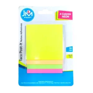 Taco Post It Neón 75 X 75mm 4 Colores 100 Hojas (28 unidades)