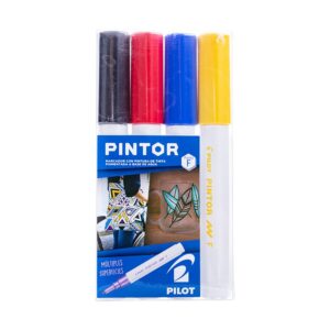 Pintor Set Negro, Rojo, Azul, Amarillo Punta Fina