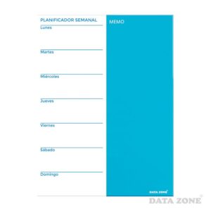 Planificador Semanal Magnético De Vidrio 45x60 Blanco Con Azul Datazone